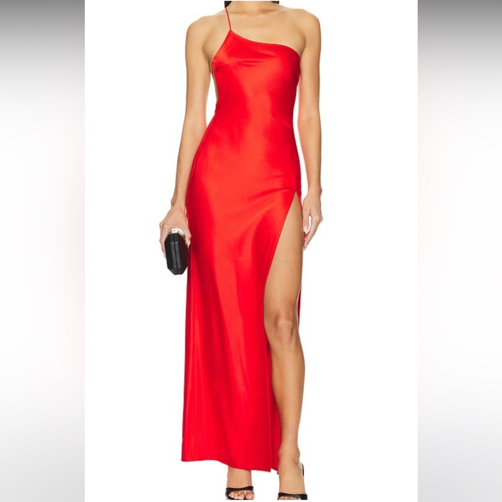 NWT Superdown Vibrant Red Maxi Dress with Slit - Picture 2 of 9